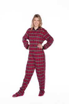 Cotton Flannel Footed Adult Pajamas: Big Feet Footed Onesie Pajamas
